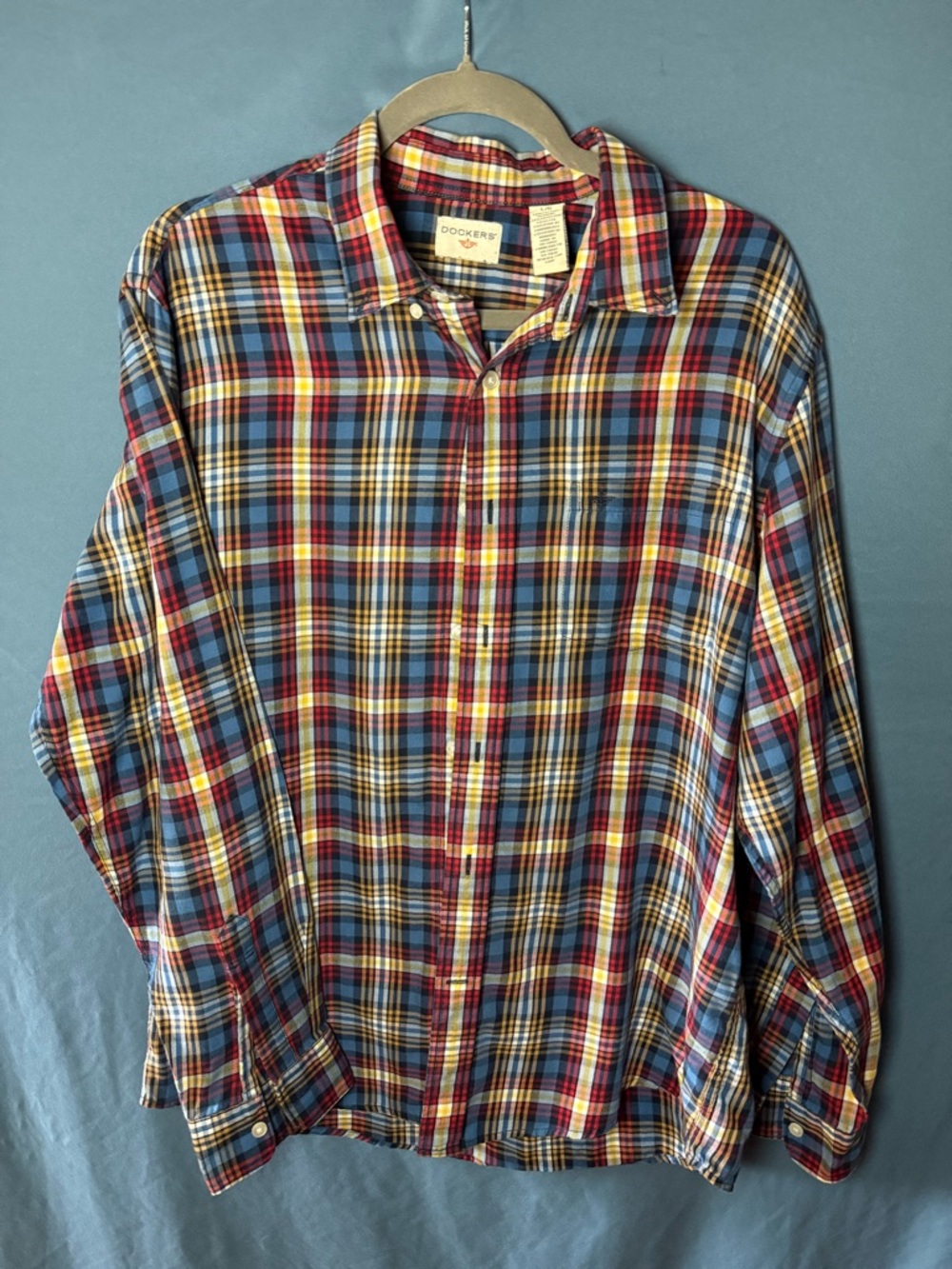 Dockers Red, Blue & Yellow Plaid Button-Down Shirt